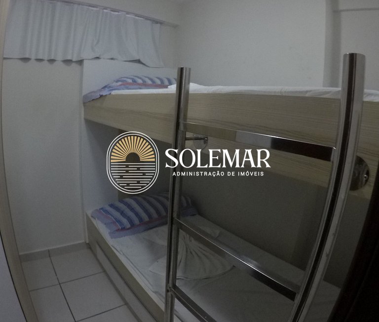 Apto com 1 Suíte e 1 quarto com cama beliche