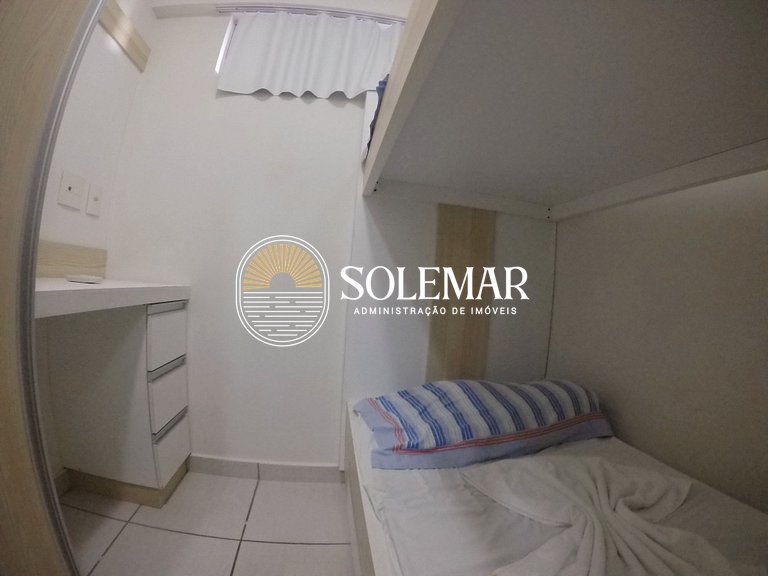 Apto com 1 Suíte e 1 quarto com cama beliche